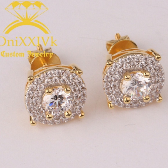 Iced Out Custom Studded Earrings - Picture 1 of 2